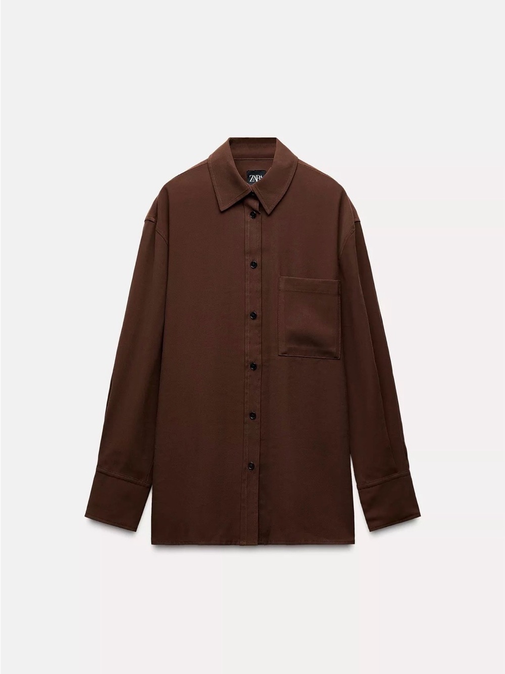 Zara Chocolate Brown Button-Front Shirt